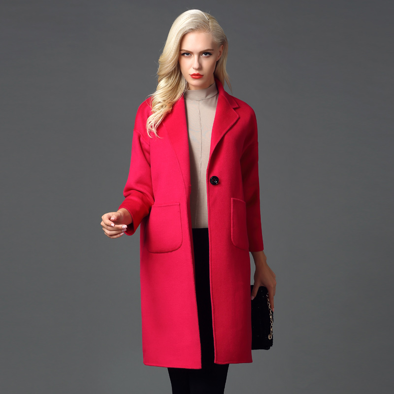 2015新款高端手工双面呢大衣女士中长款时尚羊毛呢子外套羊绒大衣