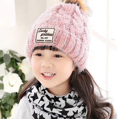2015冬季新款女童帽子秋冬天加绒韩版保暖套头帽儿童针织毛线帽女