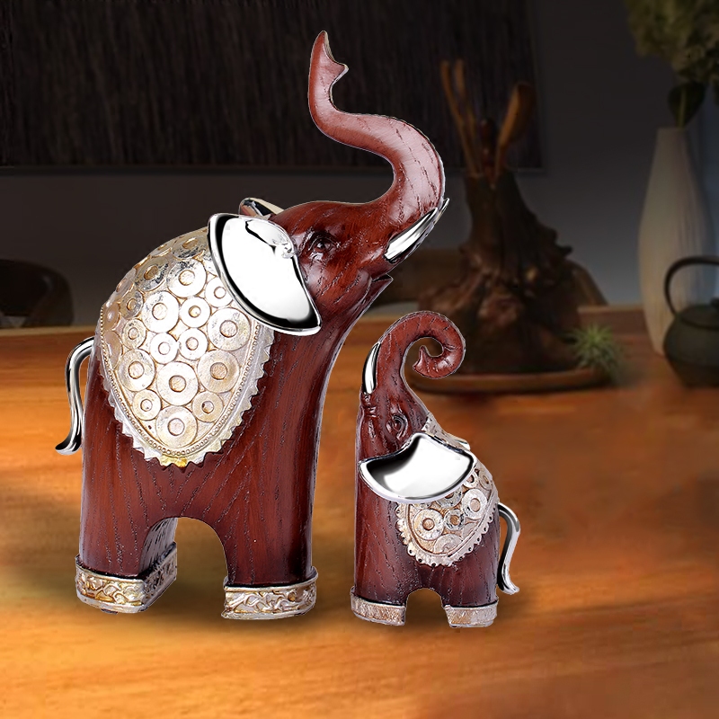 泰国仿红实木工艺 招财大象摆件一对 风水象客厅镇宅装饰品店里面