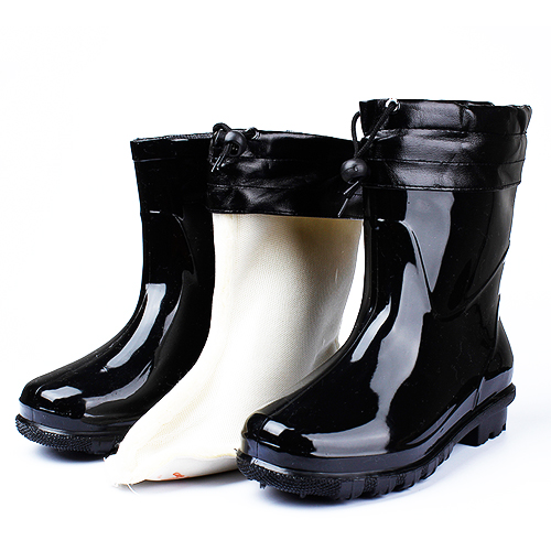 冬季男式保暖雨鞋雨靴中筒加绒水鞋黑色水靴防滑劳保胶鞋厨师套鞋