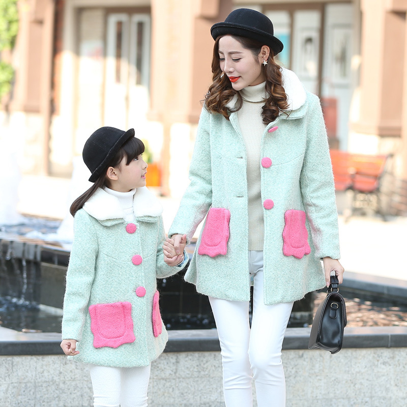 亲子装冬装2015韩版新款毛呢外套加厚母女装折扣优惠信息