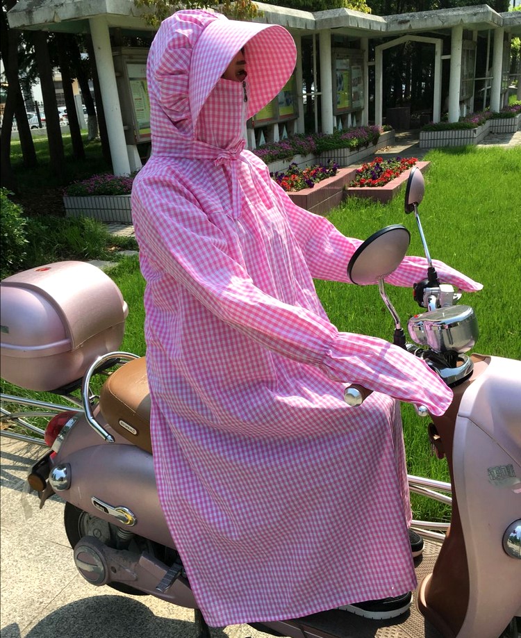 披肩女士夏季新款带帽防晒衣服 防紫外线纯棉加长款开电动车遮阳