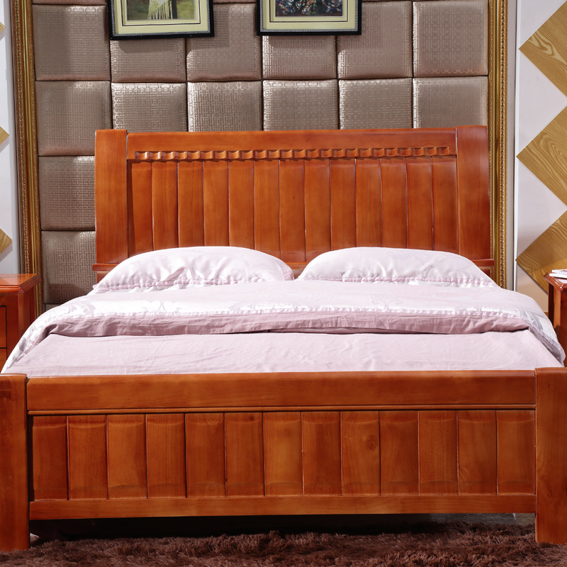 实木橡木床1.5 1.8 双人床大床 简约现代 全实木双人床 特价包邮