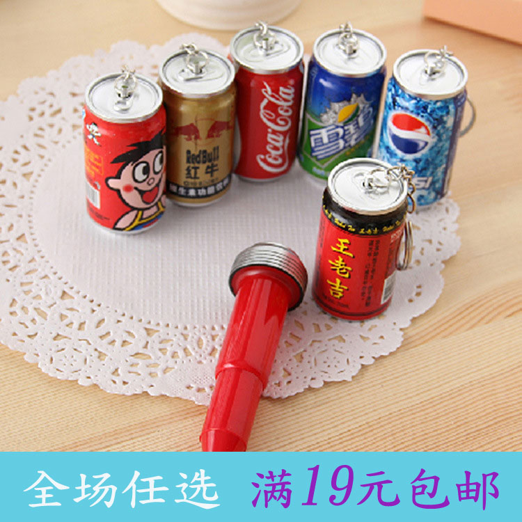 日韩国文具奖品可伸缩易拉罐笔饮料笔造型雪碧王老吉可乐圆珠笔