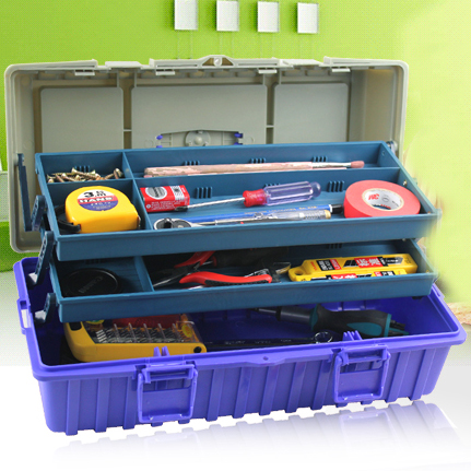 老A家用工具箱三层塑料五金工具箱加厚车载收纳箱电工维修零件盒