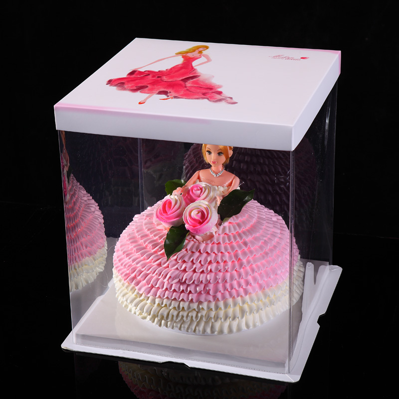 加高透明蛋糕盒 芭比娃娃高端包装盒 翻糖多层蛋糕盒 可定制logo