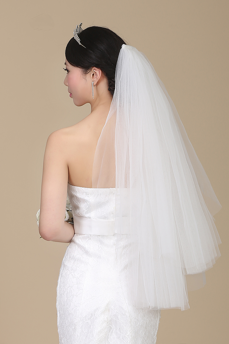 新娘婚纱礼服头纱中等纱超长3米蓬蓬头纱2层批发新款新娘造型