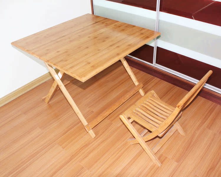楠竹便携式折叠桌手提桌户外摆摊桌子正方形餐桌小户型实木饭桌折扣优惠信息