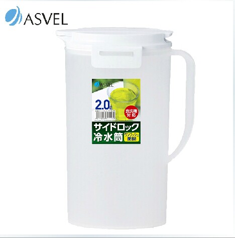 日本ASVEL 冷水壶耐热塑料透明白色大容量水瓶2L