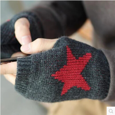 2016半指手套男女冬季加厚毛线针织手套冬天学生手套上网电脑手套