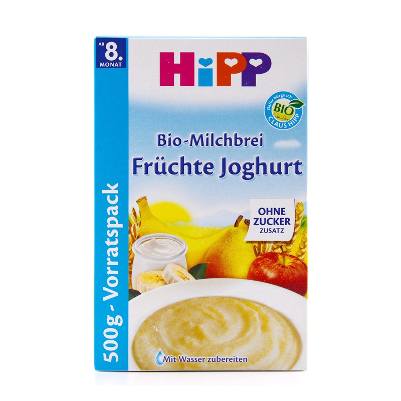 德国原装正品 HIPP喜宝有机益生菌什锦水果酸奶米粉500g高钙镁锌