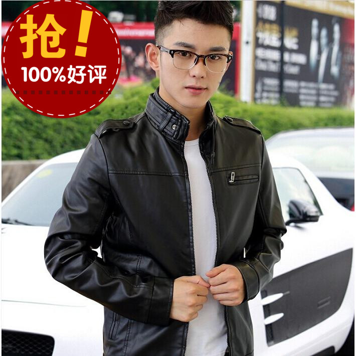 冬季加绒皮夹克外套男韩版修身piyi青年男式真皮衣机车皮夹克上衣