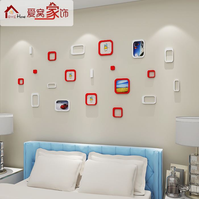 全国包邮正方形墙贴立体可移除 电视背景照片墙壁饰卧室沙发装饰