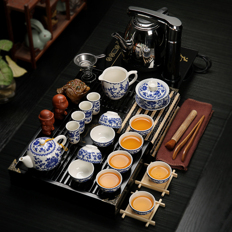 茶具套装特价整套二合一电磁炉实木茶盘陶瓷功夫紫砂茶杯茶壶茶道