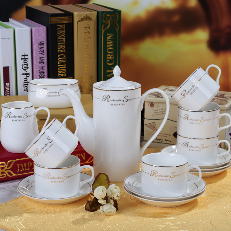 爆款特价15头欧式骨瓷咖啡具/茶具 陶瓷创意礼品咖啡杯套装送6勺折扣优惠信息