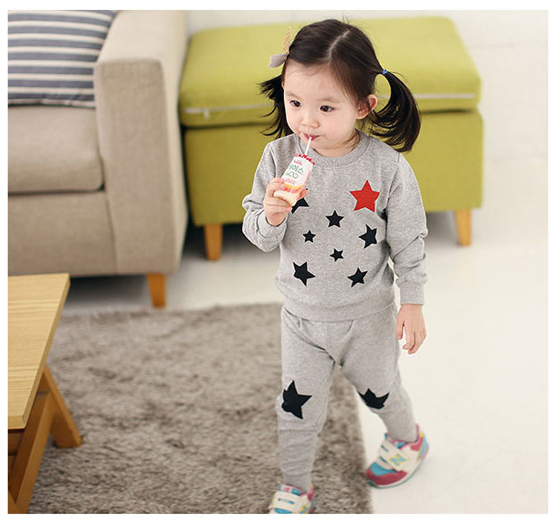 2015春秋季1-2-3岁男女宝宝长袖T恤套装韩国女童休闲运动外出服潮