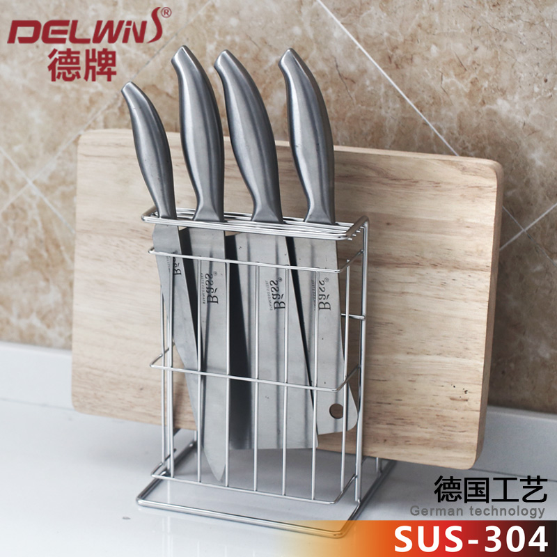 Delwins刀架304不锈钢刀座刀具砧板架挂刀厨房收纳多功能菜板加粗折扣优惠信息