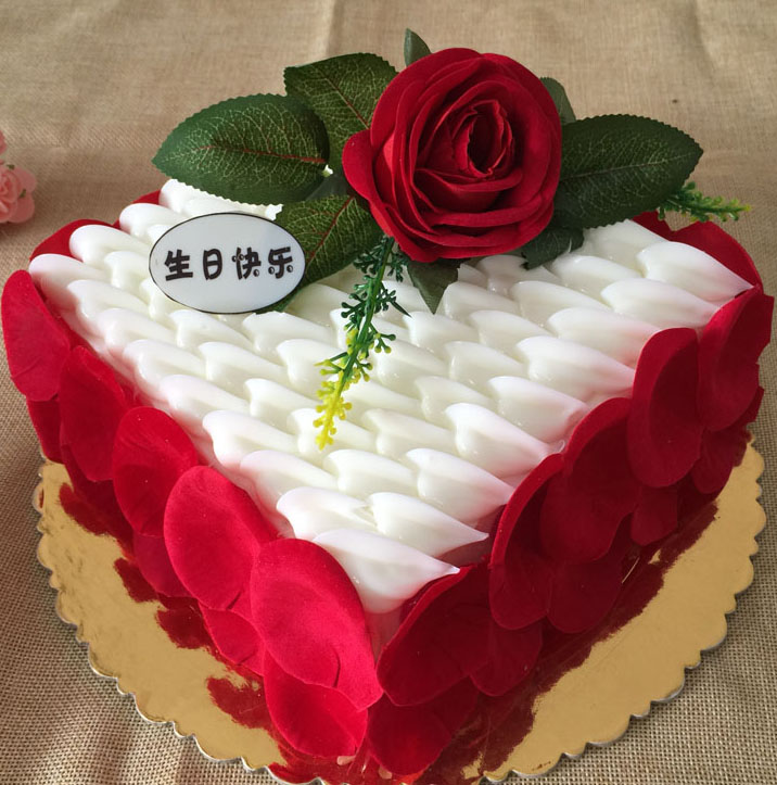 美雅玫瑰花式方形仿真蛋糕模型 仿真蛋糕模型 塑胶蛋糕 包邮