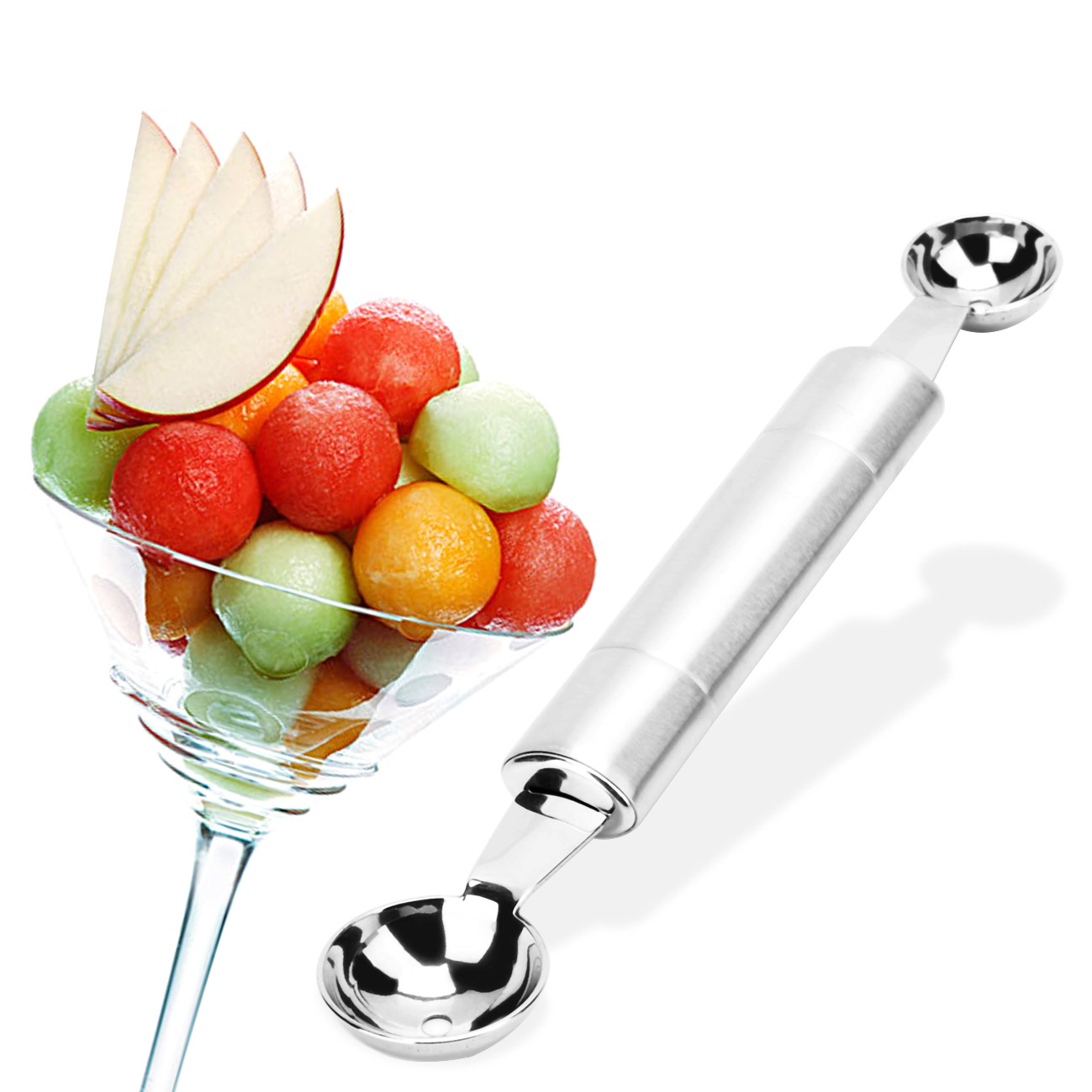 包邮全不锈钢双头水果挖球器雪糕勺双孔冰激凌勺家居实用创意工具