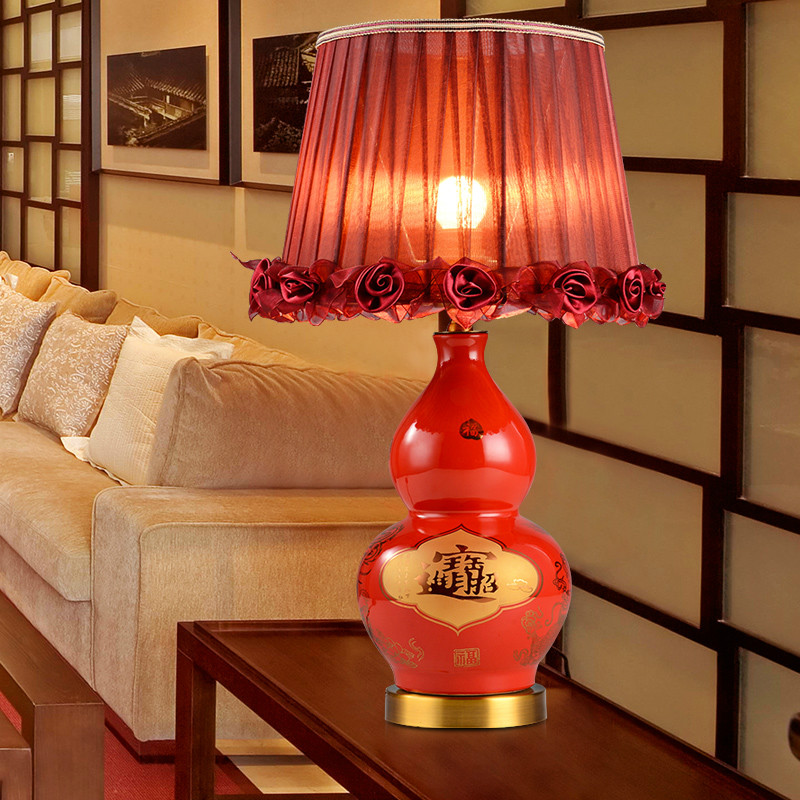 景德镇陶瓷台灯现代中式欧式台灯卧室床头灯创意可调光节能灯特价