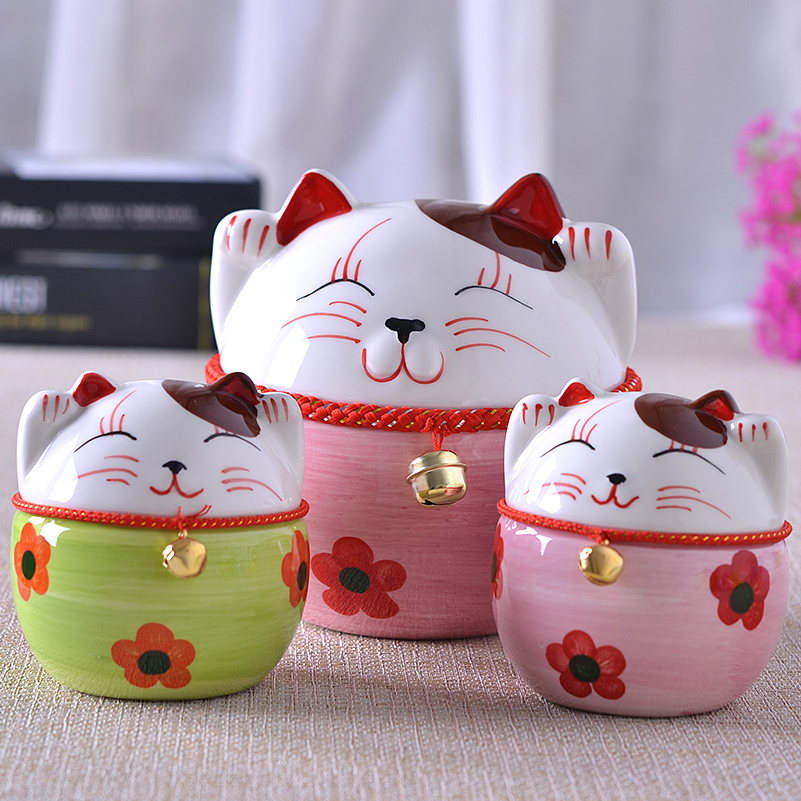 美丽满屋创意陶瓷猫家居摆件客厅装饰品店铺开业礼物工艺品储蓄罐