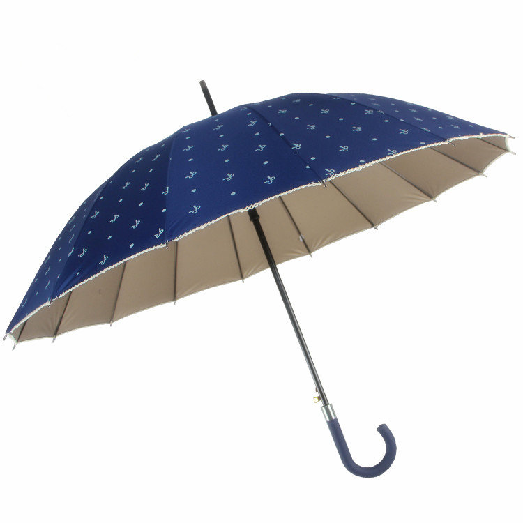 韩国蕾丝直杆长柄雨伞女创意晴雨两用双人防风伞波点16K自动雨伞折扣优惠信息