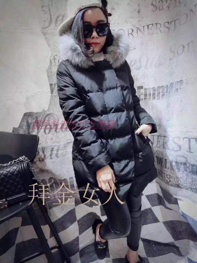 魅力可诗 正品 2015韩版新款棉衣女冬装中长款毛领连帽 Y-53