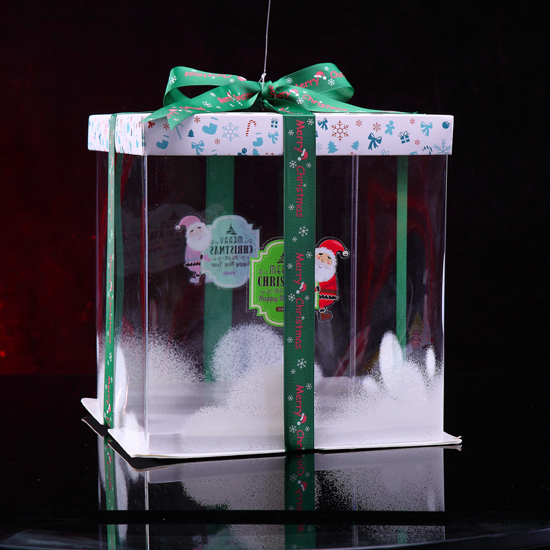 批发定制圣诞节系列 透明蛋糕盒4 5 6寸包装盒 加高蛋糕盒 姜饼屋
