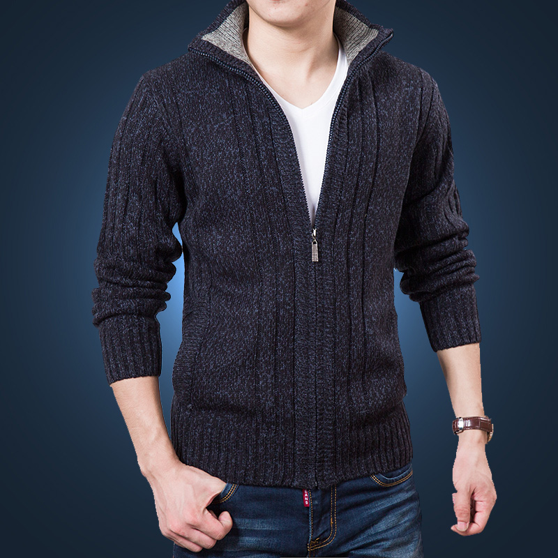 秋冬季新款男士毛衣针织外套男休闲毛线衣修身羊毛衫加厚保暖开衫