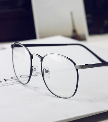 韩版黑框男女潮金属大框眼镜架合金平光眼镜 欧美时尚复古眼镜框折扣优惠信息