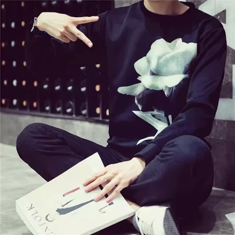秋装新款韩版潮流青少年学生薄外套日系运动圆领套头棒球服卫衣男