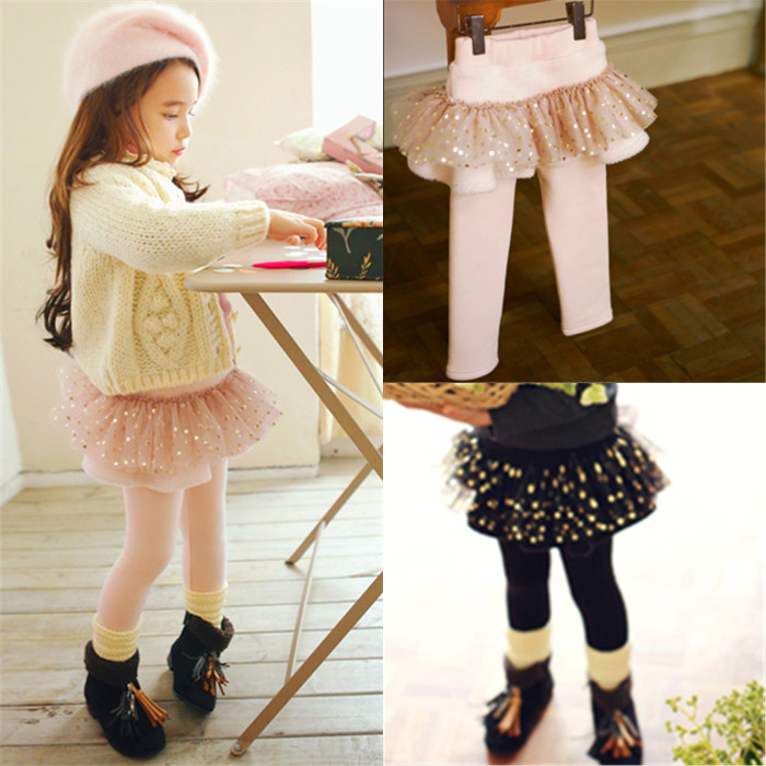 韩国童装 2015新款甜美公主女童儿童女宝宝加绒加厚甜美裙裤