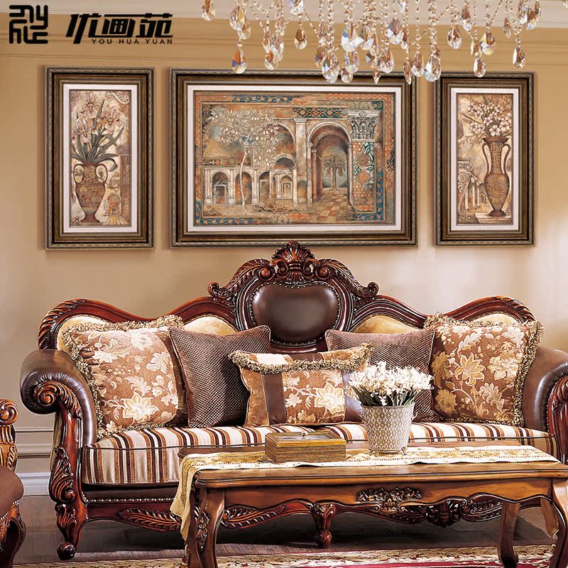 美式欧式客厅餐厅壁画有框装饰三联挂画客厅背景墙 情迷佛罗伦萨