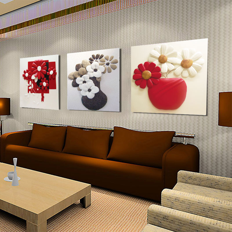 客厅装饰画 无框三联画现代简约水晶挂画 沙发背景墙壁画