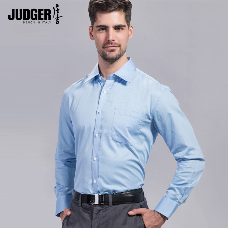 JUDGER/庄吉新款长袖男衬衫 韩版时尚修身透气商务休闲衬衫衣