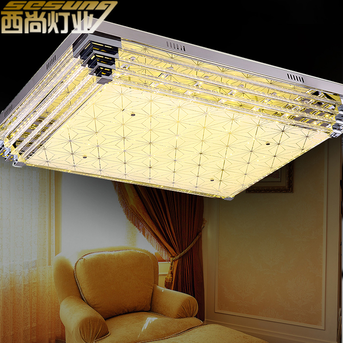 现代简约豪华长方形水晶灯大气客厅灯LED吸顶灯卧室灯餐厅灯具