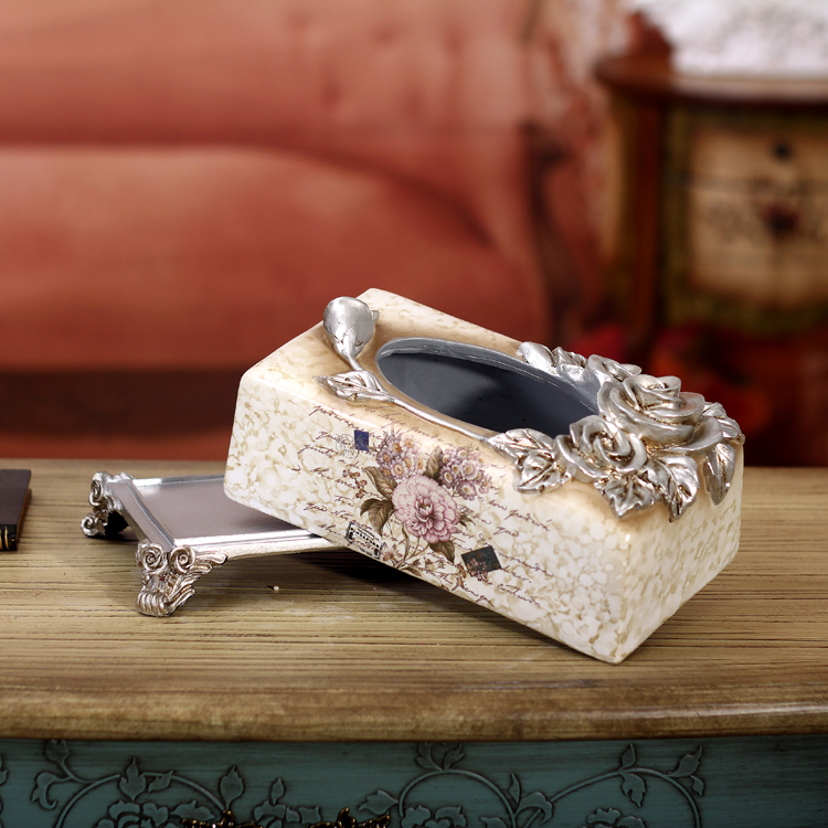 欧式创意陶瓷纸巾盒 浮雕玫瑰客厅抽纸盒摆件 家居装饰品结婚礼物折扣优惠信息