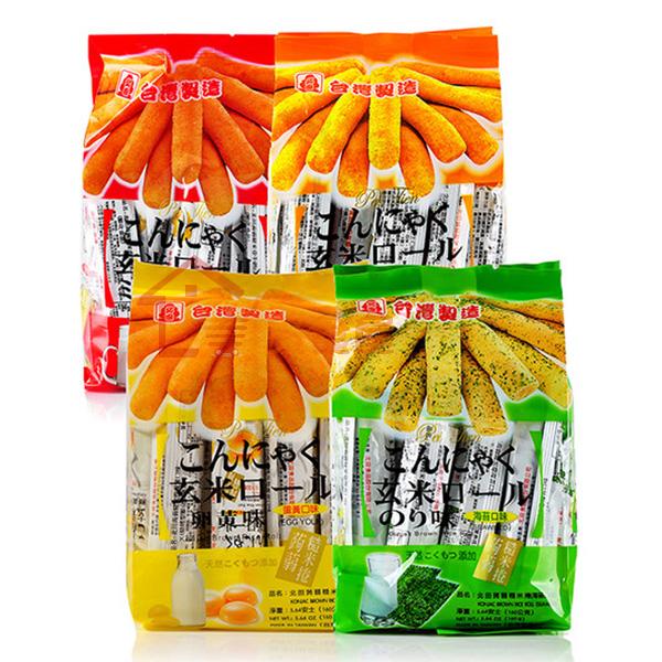 天天特价台湾进口北田蒟蒻糙米卷4包 能量99棒米饼干夹心零食包邮