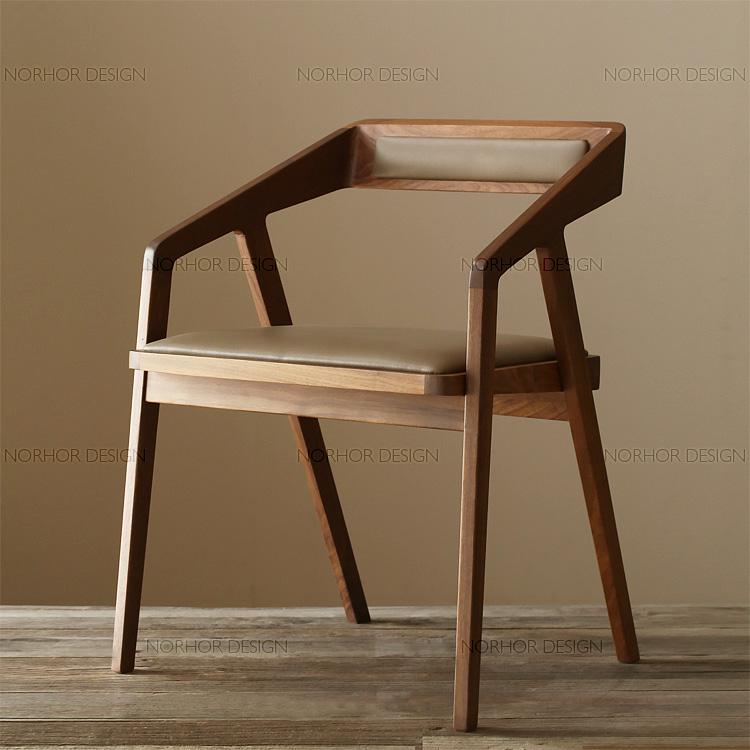 北欧宜家实木餐厅餐椅简约靠背椅子扶手椅多功能实木家用办公椅