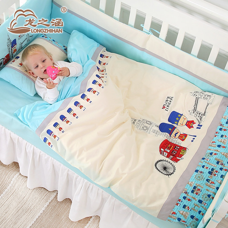 婴儿床围 纯棉可拆洗四件套新生儿床单被套全棉婴儿床上用品套件