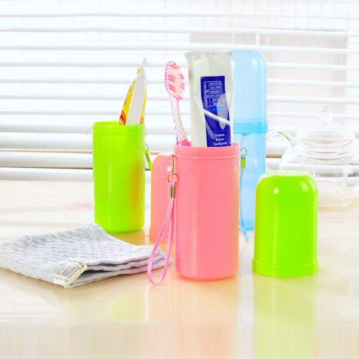 便携旅行牙刷盒牙刷筒 糖果色大容量多功能牙刷架漱口杯牙具盒