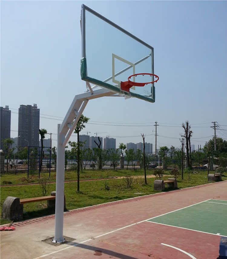 户外标准篮球架 地埋式圆管篮球架 配国标钢化篮球板 篮球架