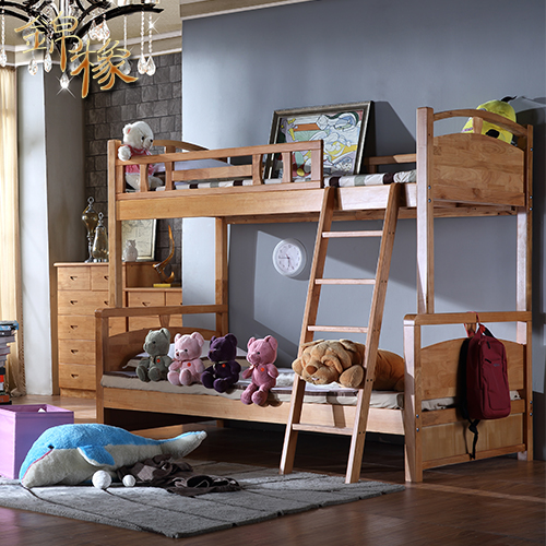 橡木上下床铺儿童高低床实木小孩子母床双层楼梯床现代简约可拆分