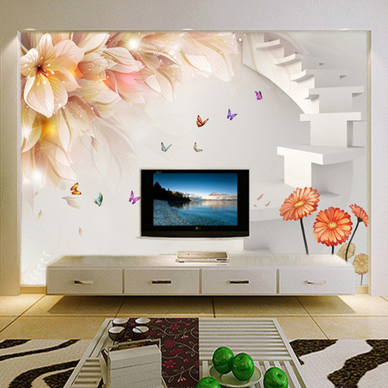 简约3d立体电视背景墙纸 大型壁画电视背景墙 客厅书房卧室墙贴画折扣优惠信息
