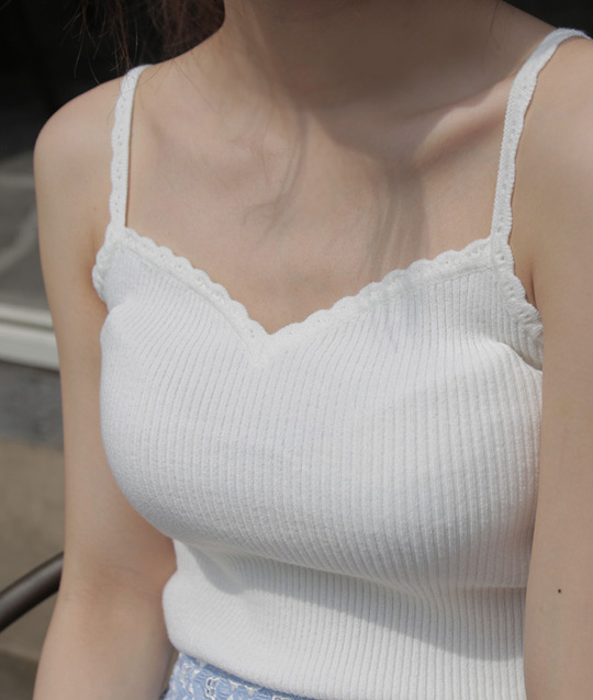 夏装针织吊带背心女士花边打底衫无袖上衣韩版短款修身外穿内搭白
