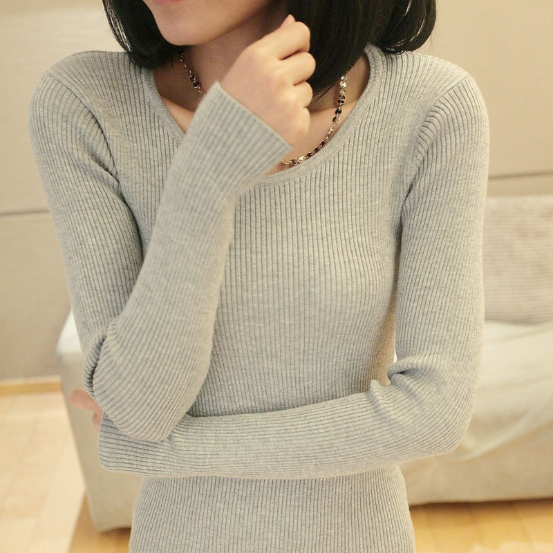 2015秋冬新品韩版中长款高领毛衣修身长袖套头打底针织衫女士线衫