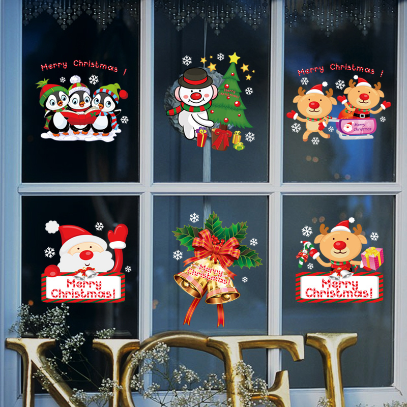 可移除圣诞节墙贴玻璃窗户橱窗贴纸布置装饰品壁纸贴花圣诞老人