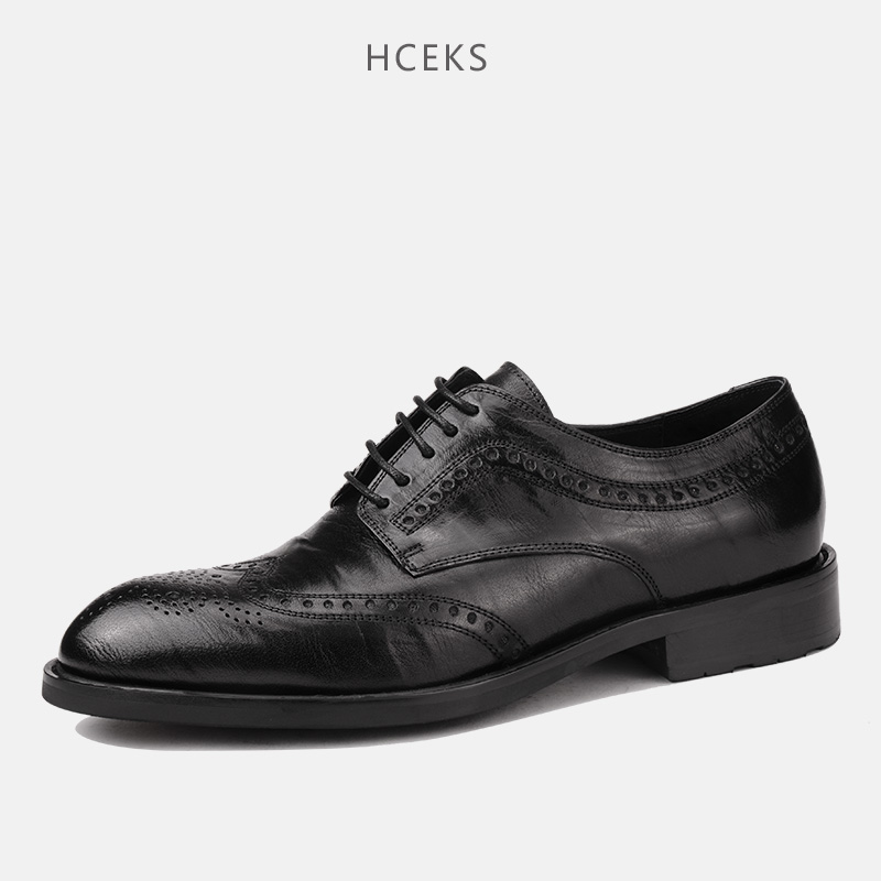 HCEKS意大利固特异手工鞋经典雕花布洛克德比鞋商务正装皮鞋婚鞋