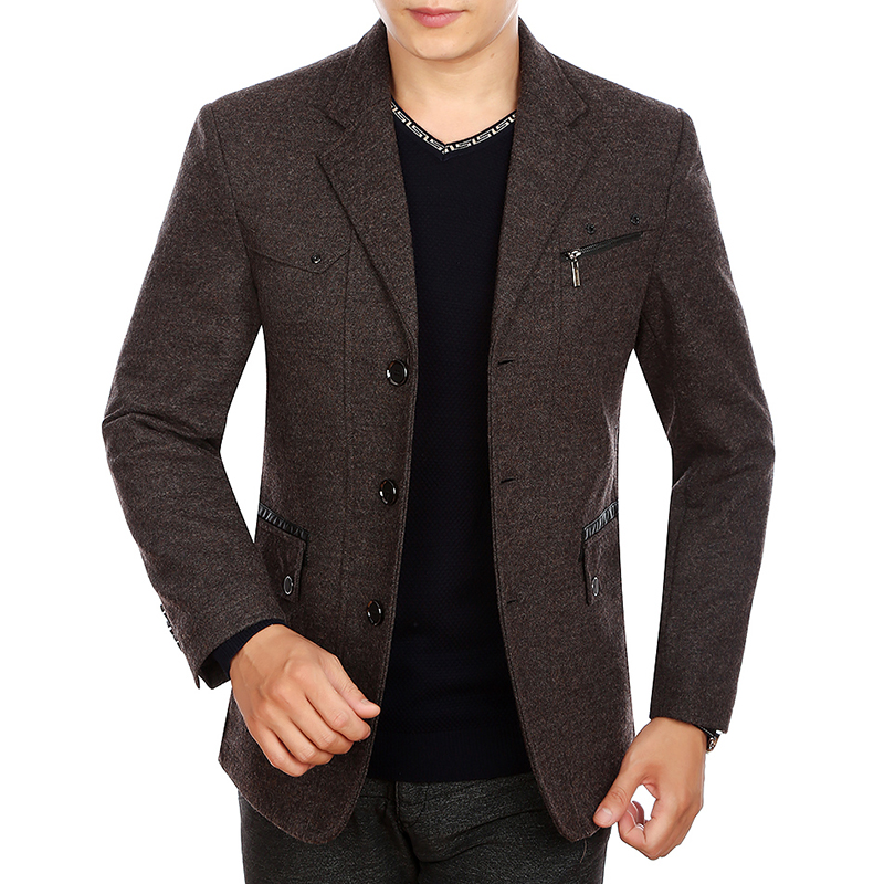 爱登堡专柜正品毛呢夹克2015秋冬新款西装领羊毛纯色毛呢夹克外套