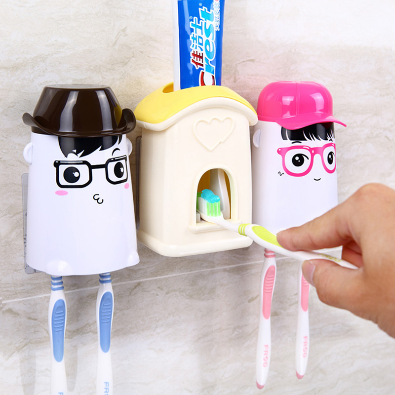 爱情公寓洗漱套装吸盘牙刷架创意自动挤牙膏器带情侣刷牙杯漱口杯